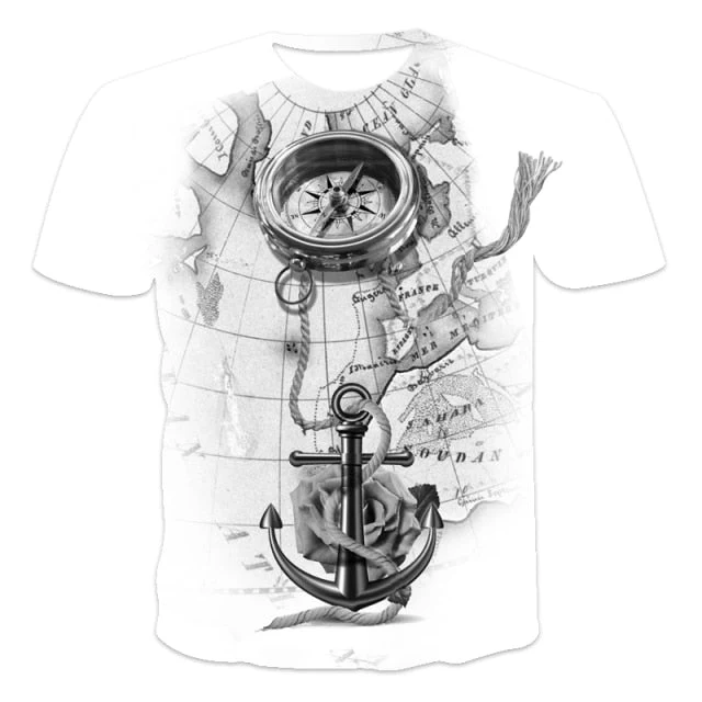Men 3D Tees New Men's Summer 3D Printed Compass T-Shirt Hip-Hop Style Large Size T-Shirt Cross Style Short Sleeve Clothing - Image 4