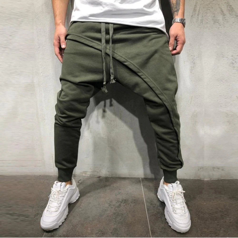Pants Solid Color Double Layer Baggy Men Pant - Image 3