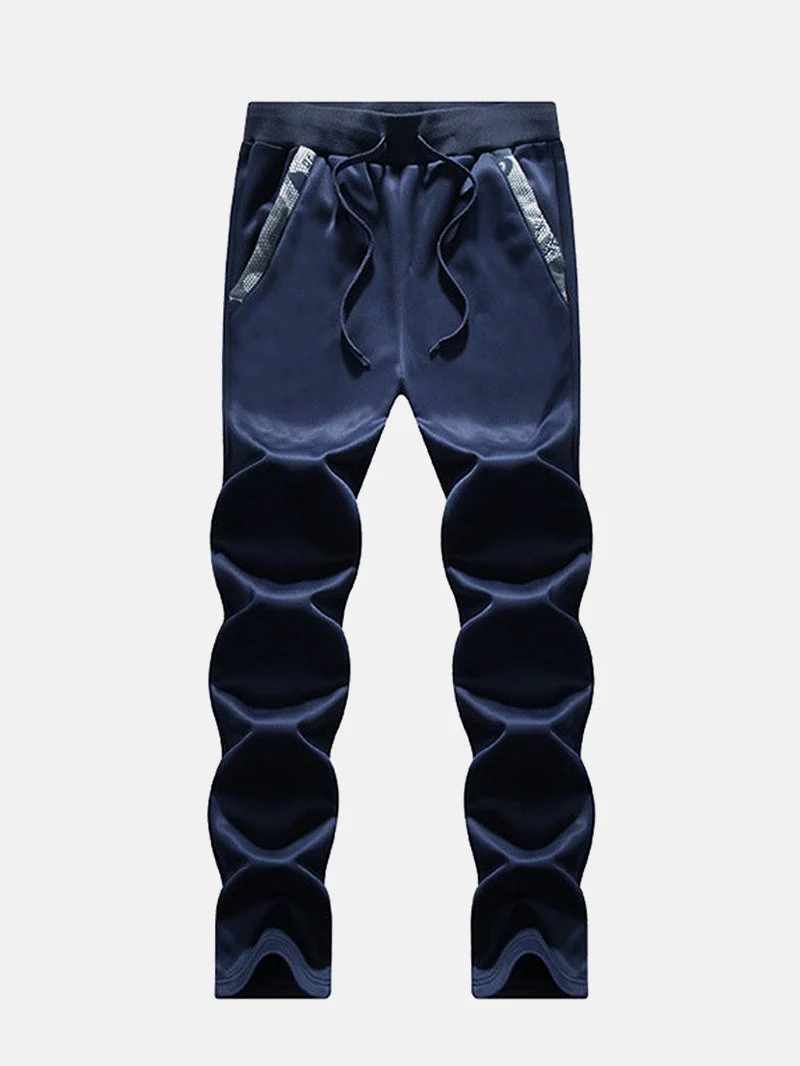 Men Fleeced Color Block Hooded Hoodie Sweatshirt Pants Set - Image 5