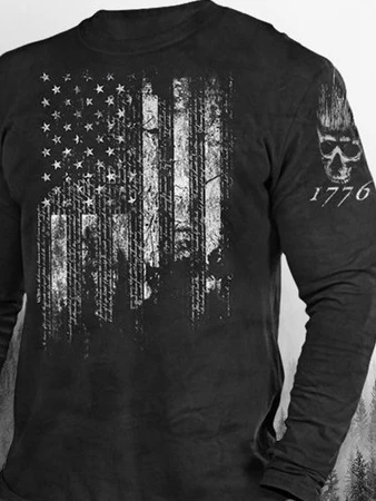Men's Retro Pattern Casual Long-sleeved T-shirt - Image 3