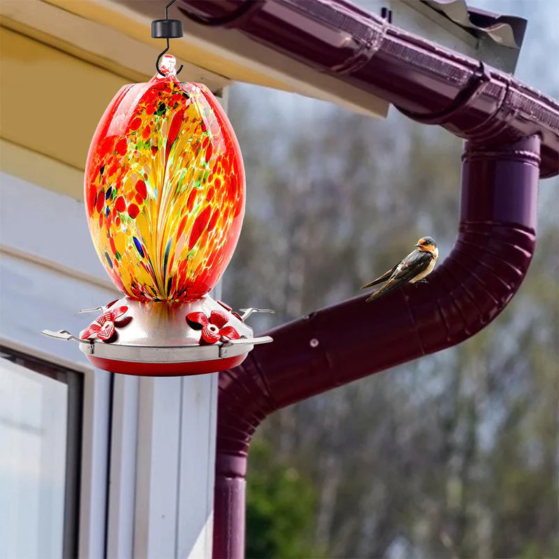 Hummingbird Feeder Hand Blown Glass - Image 2