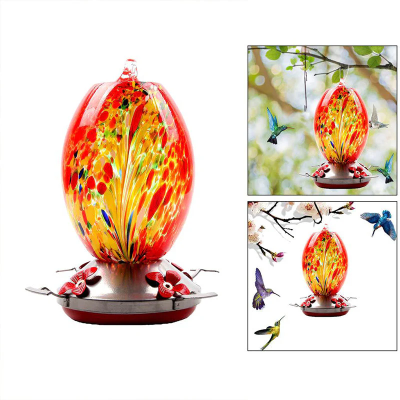 Hummingbird Feeder Hand Blown Glass - Image 7