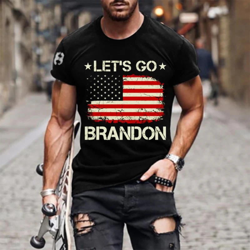 Let's Go Brandon Travel Men's Outdoor Coton T Shirt - Image 3