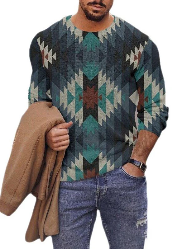 Long-sleeved geometric polo shirt - Image 8