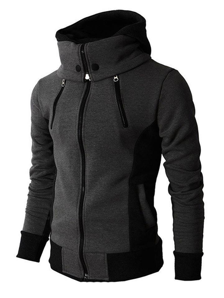 Man Casual Fleeced Hoodie Solid Coats - Image 6