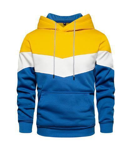 Men's loose color matching casual sports hooded sweatshirt - Image 3