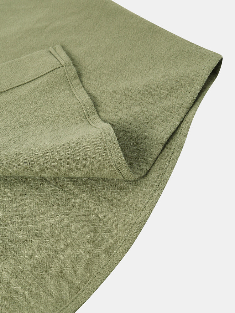 Men 100% Cotton Solid Color Double Pocket Casual Shirt SKUF15002 - Image 6