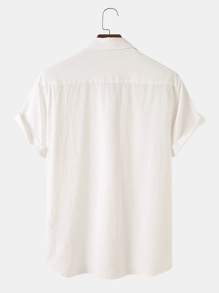 Men 100% Cotton Solid Color Double Pocket Casual Shirt SKUF15002 - Image 8