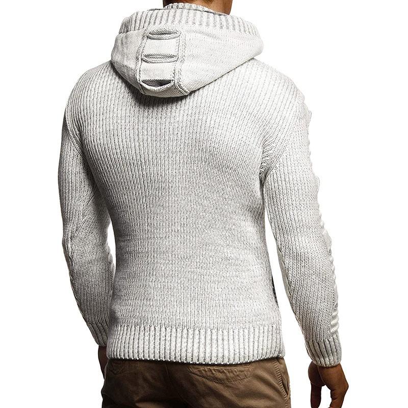 Men Cut-out Pattern Cap Collar Cardigan - Image 5