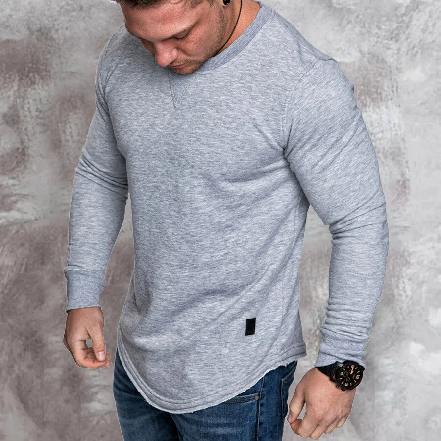 Men Long Sleeve Patchwork Casual Sweatshirt - Image 2