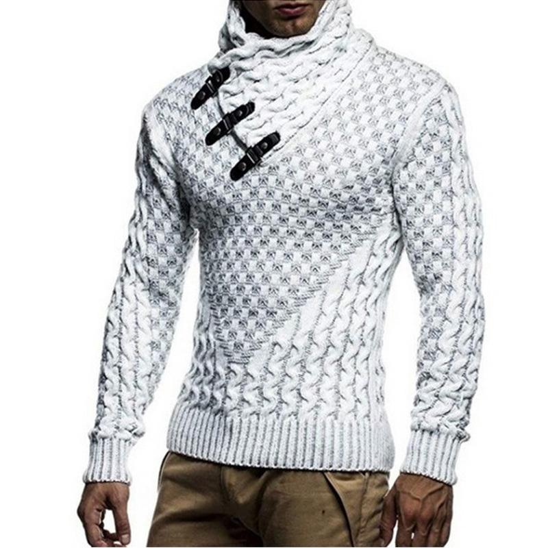 Men Plaid Knitted Turtleneck Sweater - Image 6