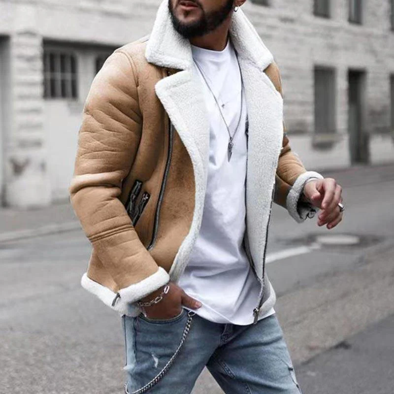 Men Solid Color Shawl Lapel Coat - Image 3