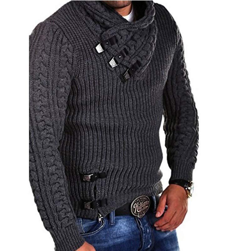 Men Solid Color Vertical Knit Sweater - Image 8