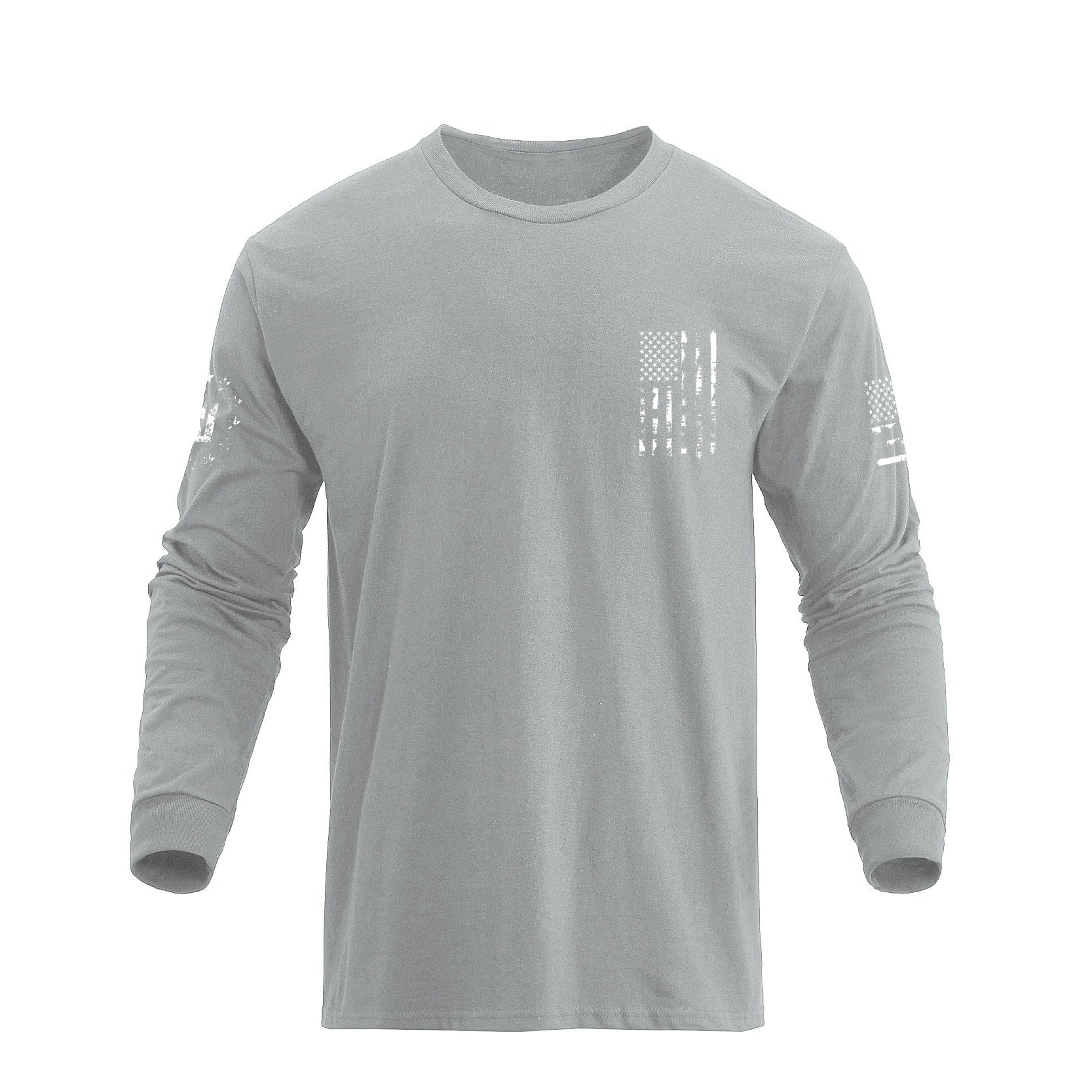 Men's 100% Cotton American Flag Cross Overlay Long Sleeve T-Shirt - Image 14