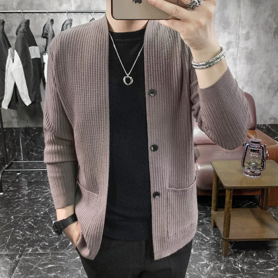 Men's Casual Knitted Cardigan Top - Image 2
