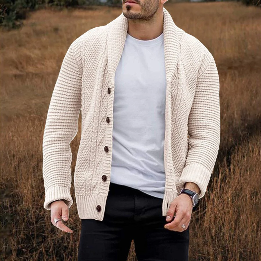 Men's Casual Solid Color Sweater Cardigan Jacket
