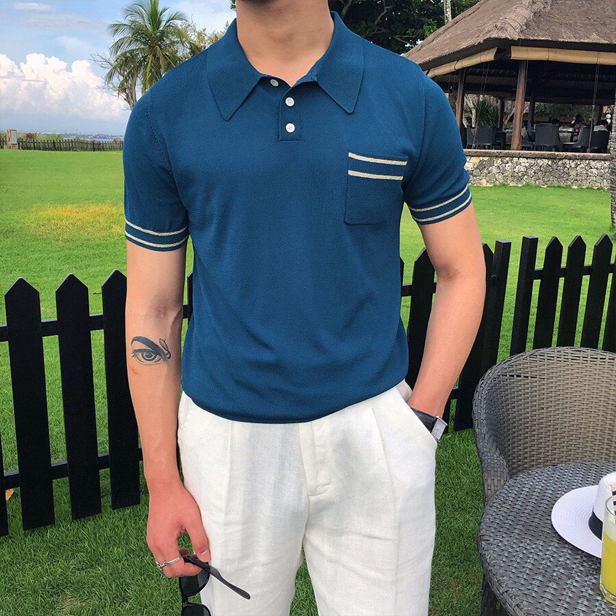 Men's Casual Striped Short Sleeve Knit T-Shirt - Image 3