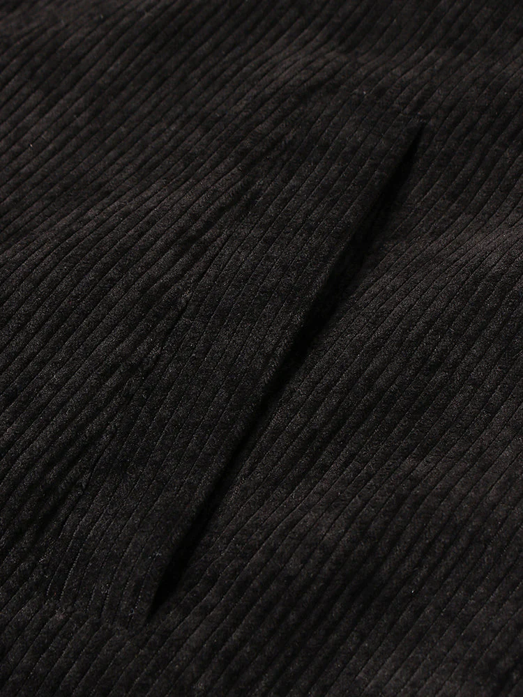 Mens Colorblock Corduroy Drawstring Hem Daily Pullover Hoodie - Image 6