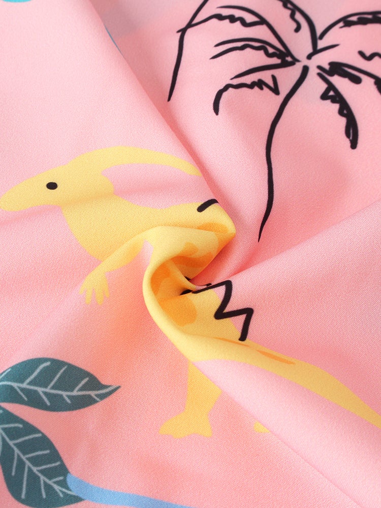 Mens Funny Style Dinosaur Cartoon Printed Short Sleeve Shirts - Image 6