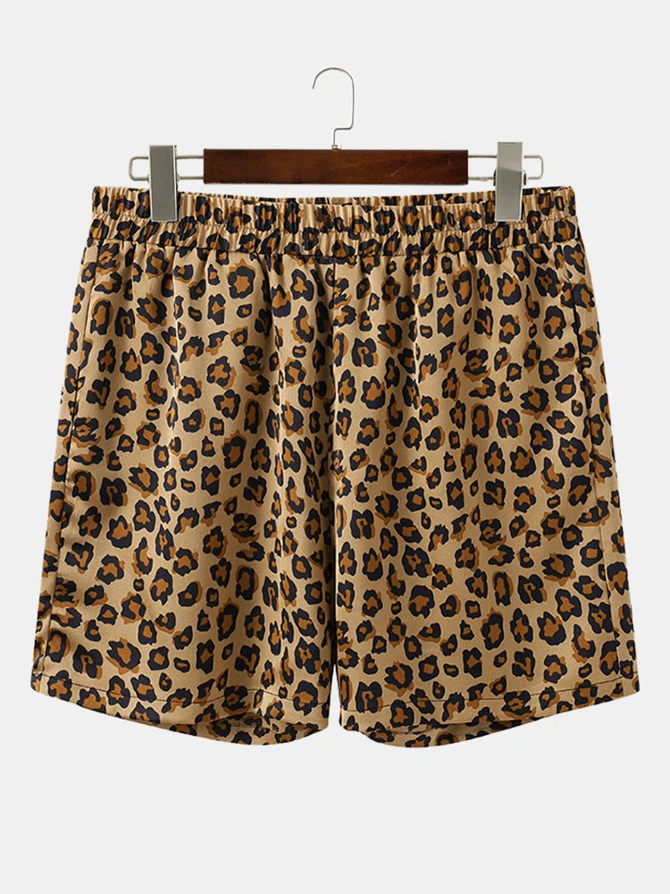 Mens Hawaiian Leopard Print Thin Holiday Beachwear Surfing Sporty Button Loungewear Set SKUE44246 - Image 6