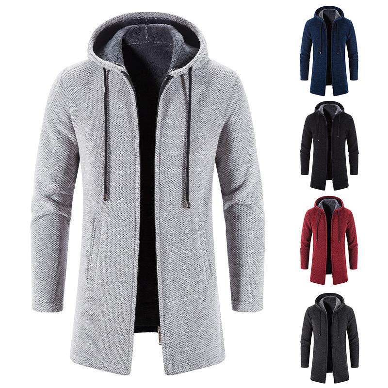 Mens Hooded Cardigan Midi Coat - Image 10