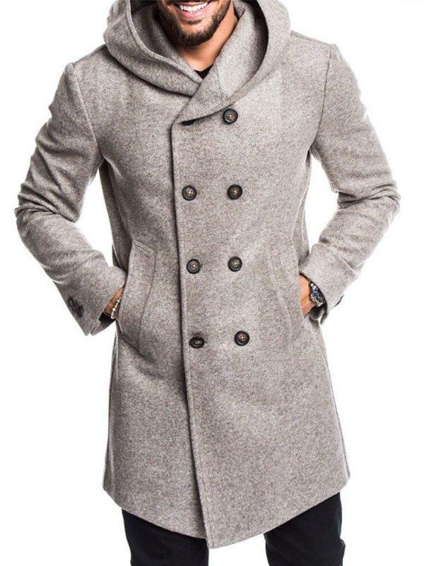 Men's Hooded Woolen Coat - Image 15