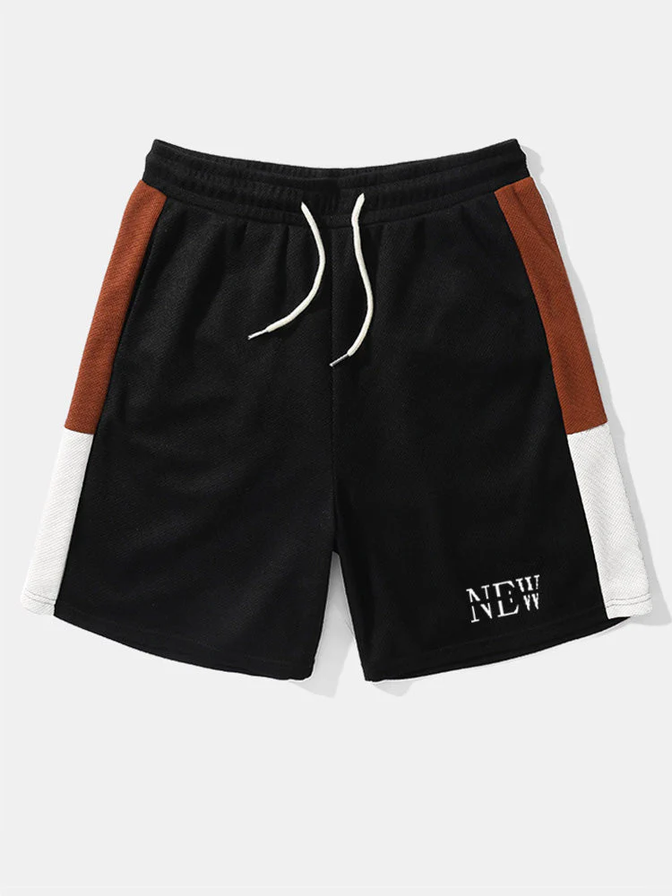 Mens Letter Print Knitted Patchwork Crew Neck Short Sleeve Two Pieces Outfits SKUI05043 - Image 9