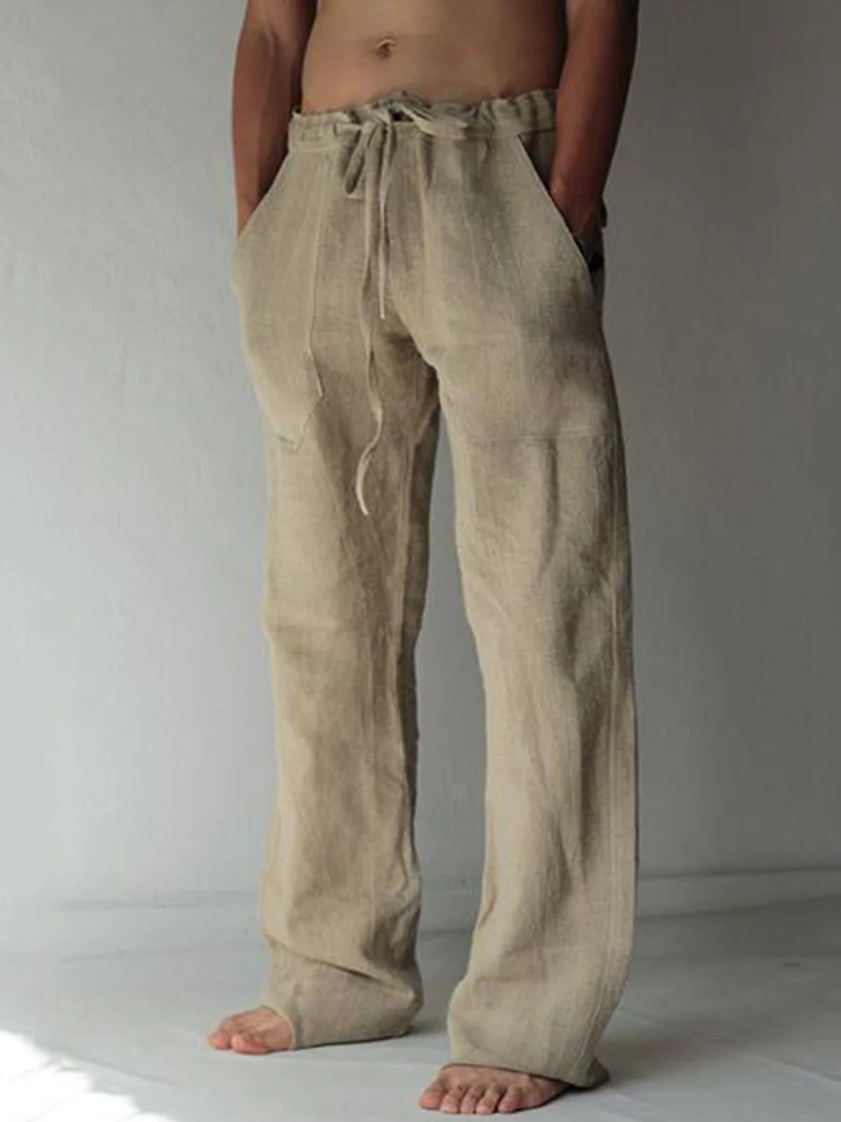 Men's linen pocket casual trousers - Image 3