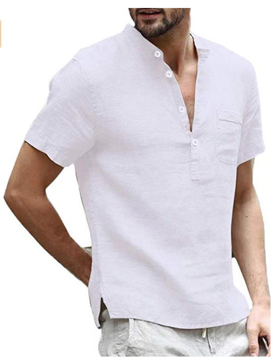 Men's Linen Short Sleeve Casual T-Shirt - Image 5