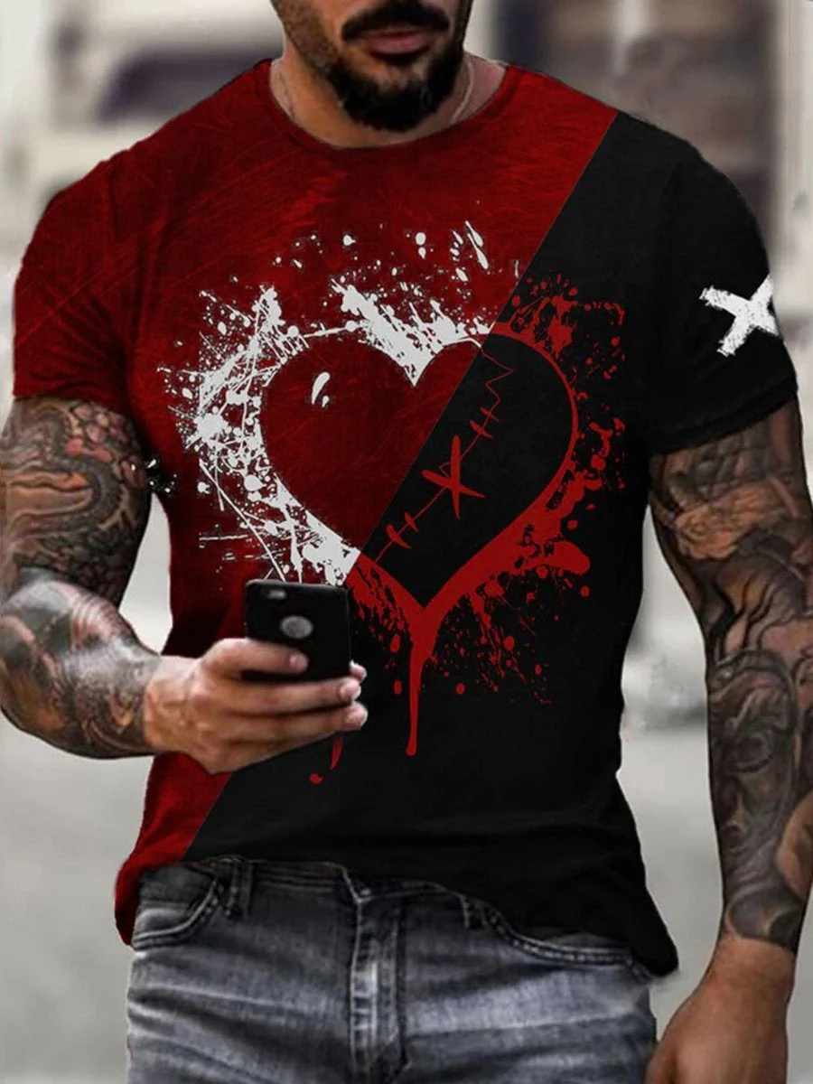 Men's Love Casual Round Neck Short Sleeve - Image 2