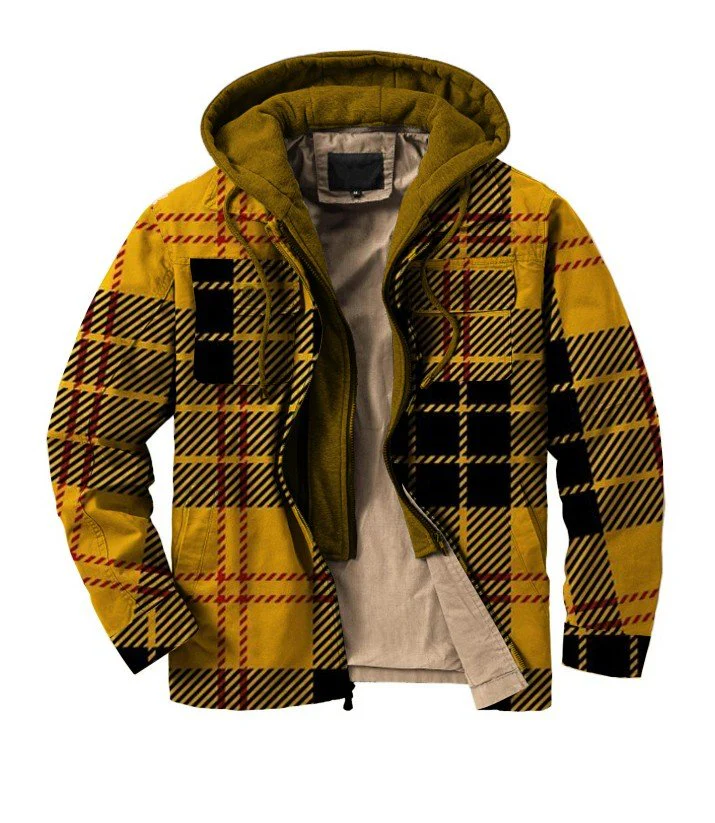Men's plaid pattern casual fake two-piece long-sleeved jacket - Image 2