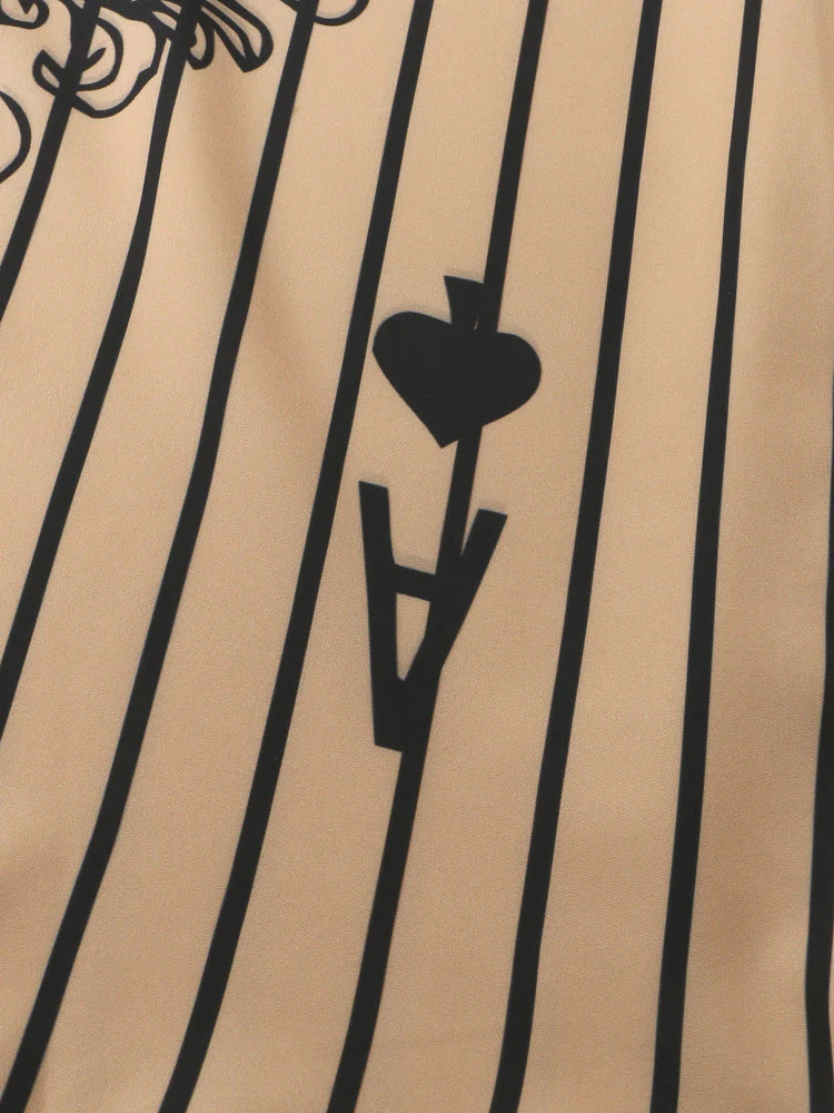 Mens Playing Card Pattern Patchwork Striped Shirt & Shorts Co-ords - Image 9