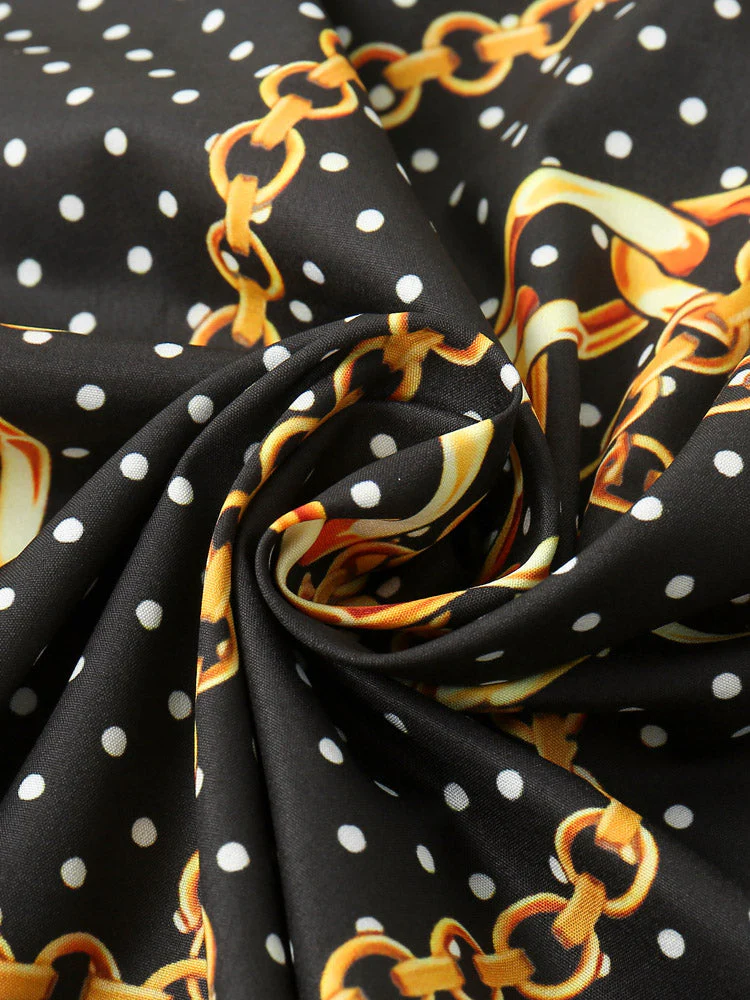 Mens Polka Dot Chain Baroque Print Short Sleeve Two Piece Outfits - Image 11