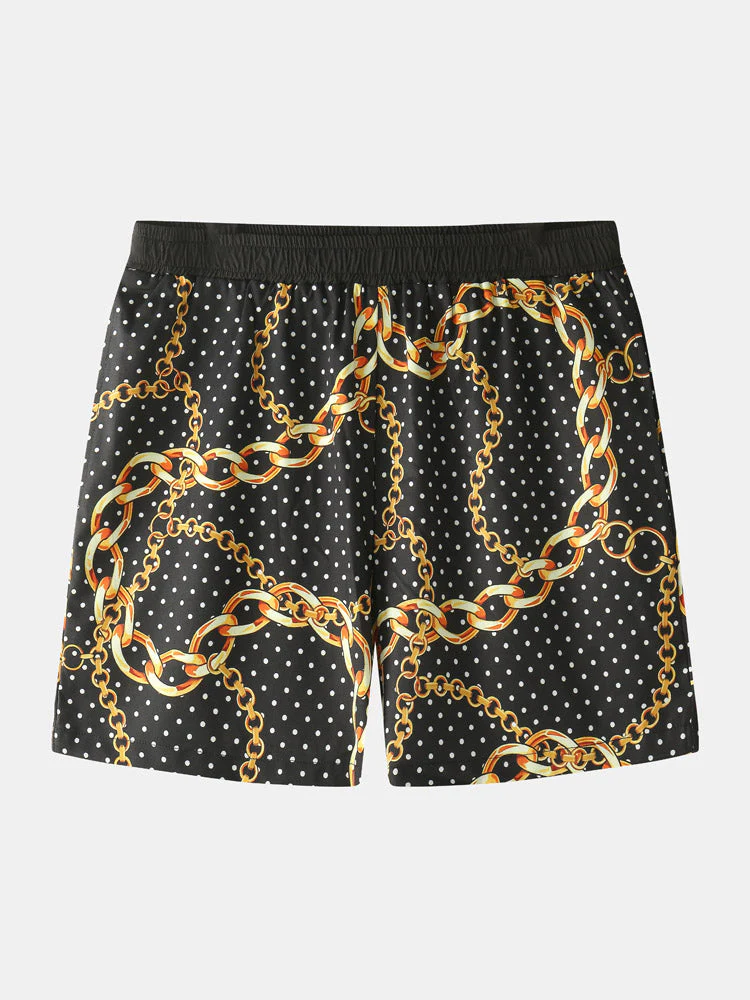 Mens Polka Dot Chain Baroque Print Short Sleeve Two Piece Outfits - Image 6