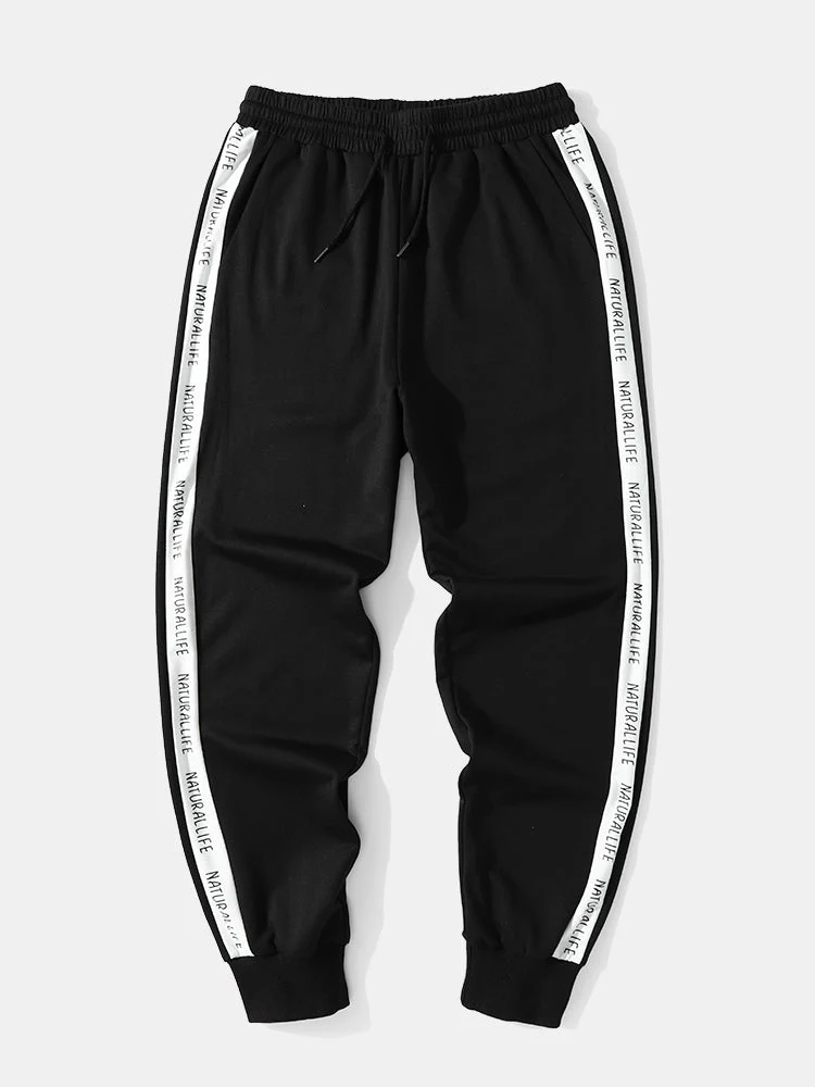 Mens Rose Pattern Letter Side Stripe Sweatshirt Long Two Pieces Outfits - Image 7