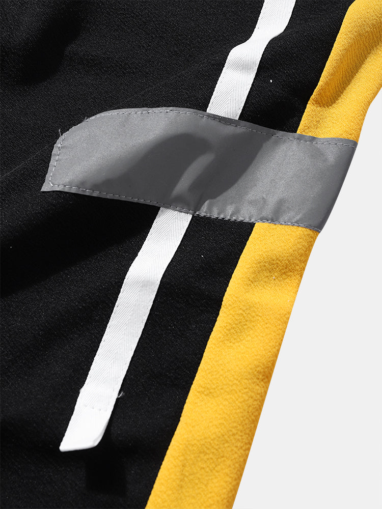 Mens Side Stripe Patchwork Applique Crew Neck Casual Two Pieces Outfits - Image 10