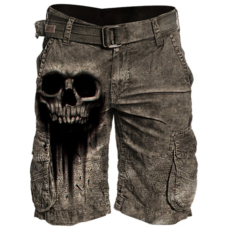 Mens Skull Printed Casual Tactical Shorts - Image 4