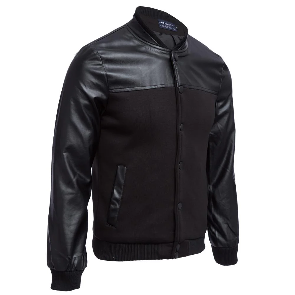 Men's Stand Collar Jacket Stylish Patchwork Design Slim Fit - Image 5