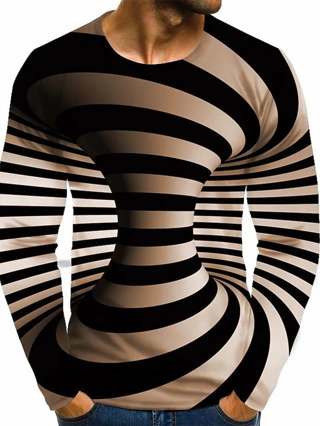 Men's 3D Print Graphic Optical Illusion Plus Size Long Sleeve Tops Streetwear - Image 4