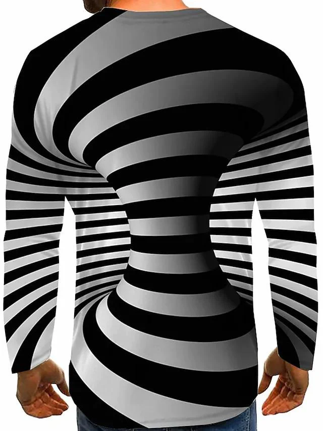 Men's 3D Print Graphic Optical Illusion Plus Size Long Sleeve Tops Streetwear - Image 5