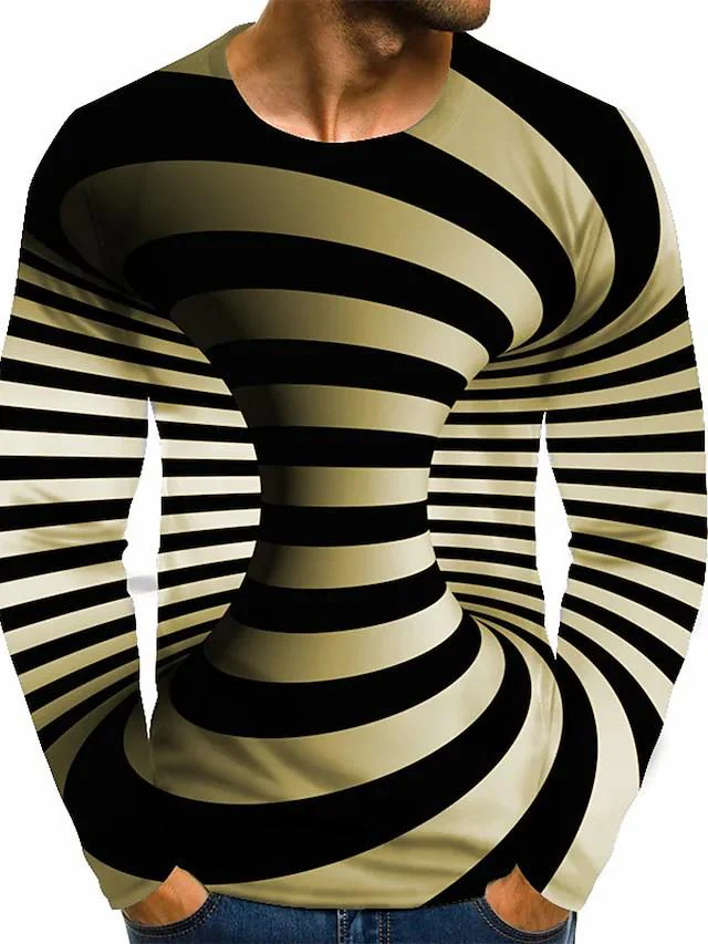 Men's 3D Print Graphic Optical Illusion Plus Size Long Sleeve Tops Streetwear - Image 8