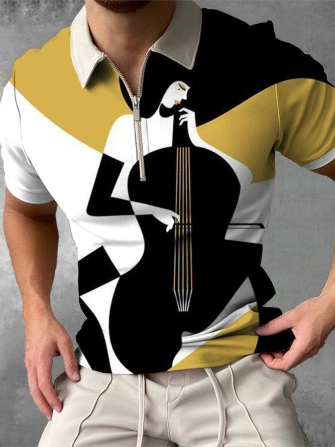 Men's Ten Violin Pattern Casual Short Sleeve POLO Shirt - Image 3