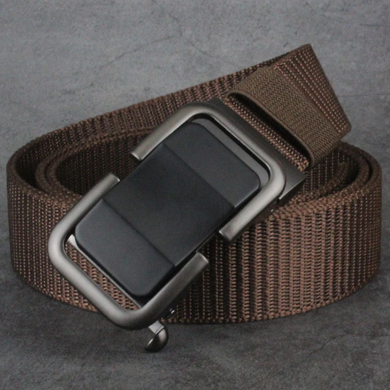 Men's Toothless Trendy Nylon Canvas Belt With Automatic Buckle Outdoor Casual Pants Belt - Image 9