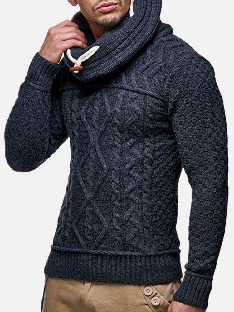 Mens Turtleneck Cable Warm Long Sleeve Knitted Sweaters - Image 15
