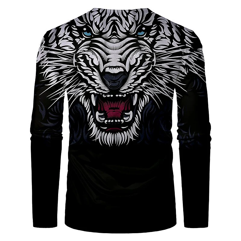 Men's Unisex T shirt 3D Print Graphic Prints Tiger Crew Neck Daily Hol - Image 2
