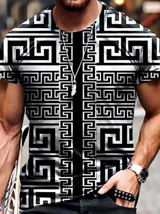 Men 3D Tees Graphic Print Short Sleeve Tops Casual Designer Summer - Image 6