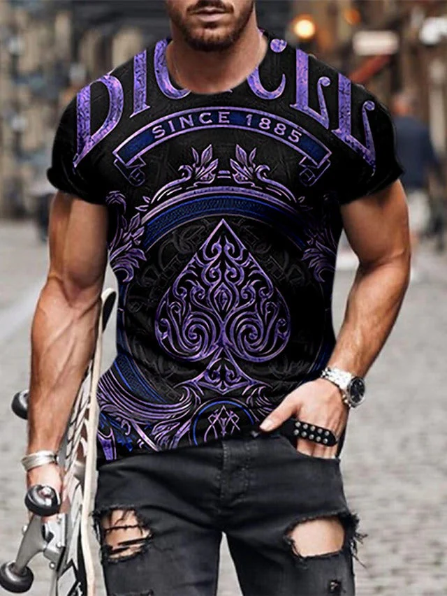 Men's 3D Print Graphic Prints Poker Print Short Sleeve Daily Tops - Image 2
