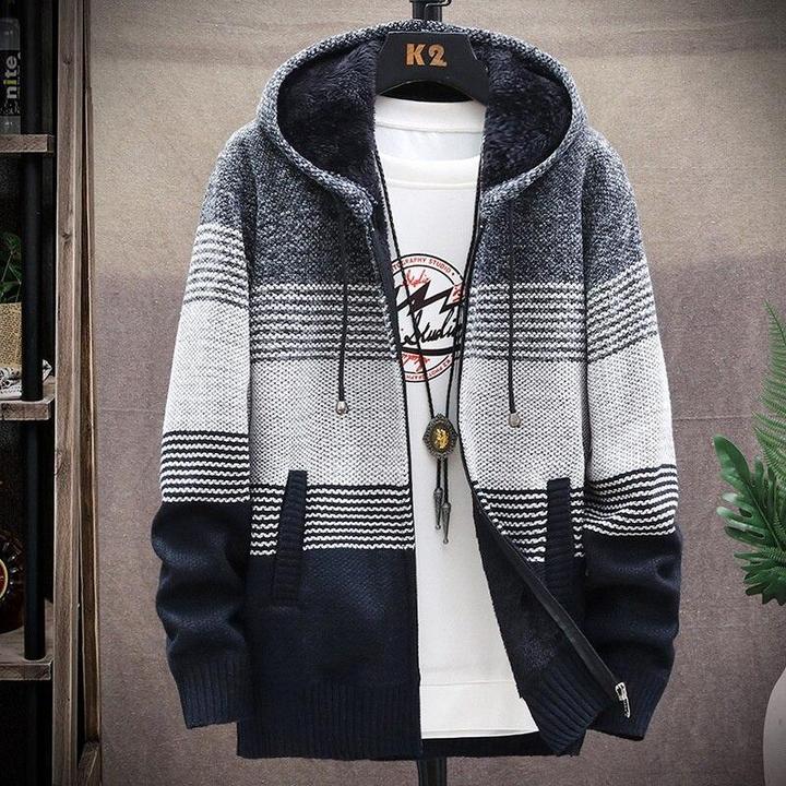 New Winter Zipper Sweater Men Casual Thick Warm Hooded Sweater Cardigan Jumper Men Fashion Inner Fleece Sweatercoat Knit Outwear - Image 11
