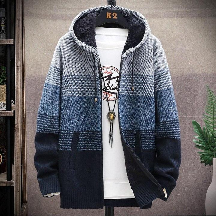 New Winter Zipper Sweater Men Casual Thick Warm Hooded Sweater Cardigan Jumper Men Fashion Inner Fleece Sweatercoat Knit Outwear - Image 12