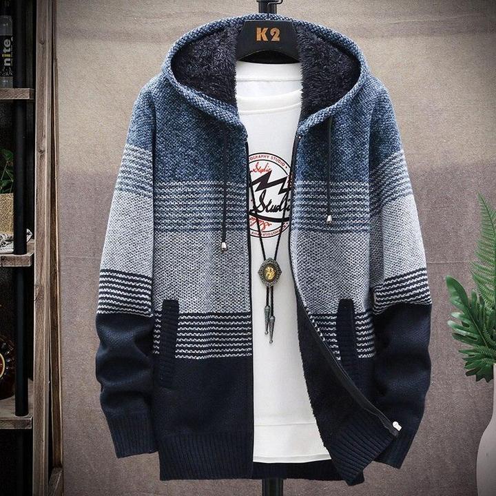 New Winter Zipper Sweater Men Casual Thick Warm Hooded Sweater Cardigan Jumper Men Fashion Inner Fleece Sweatercoat Knit Outwear - Image 8